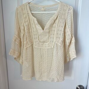 Anthropologie Meadow Rue Ivory Silk Blouse